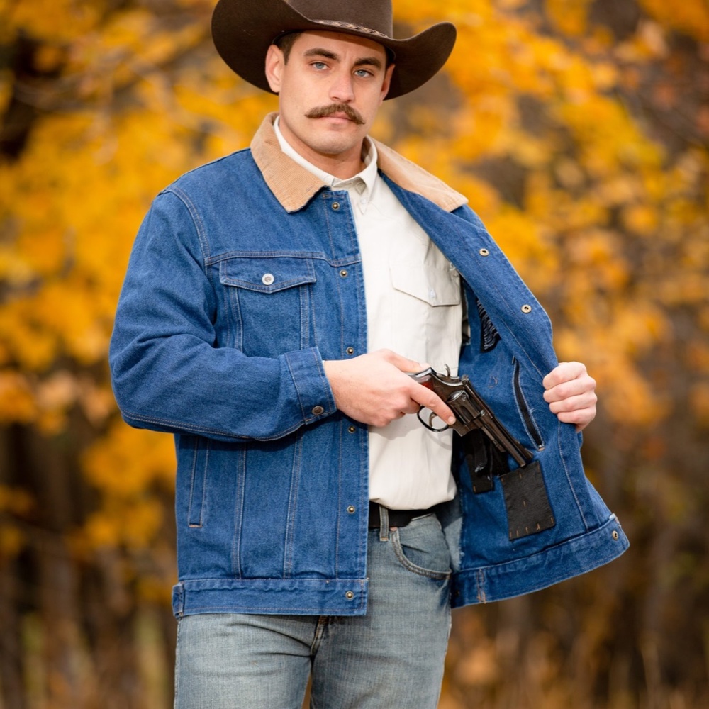 WYOMING TRADERS MENS CONCEAL CARRY BLUE DENIM JACKET